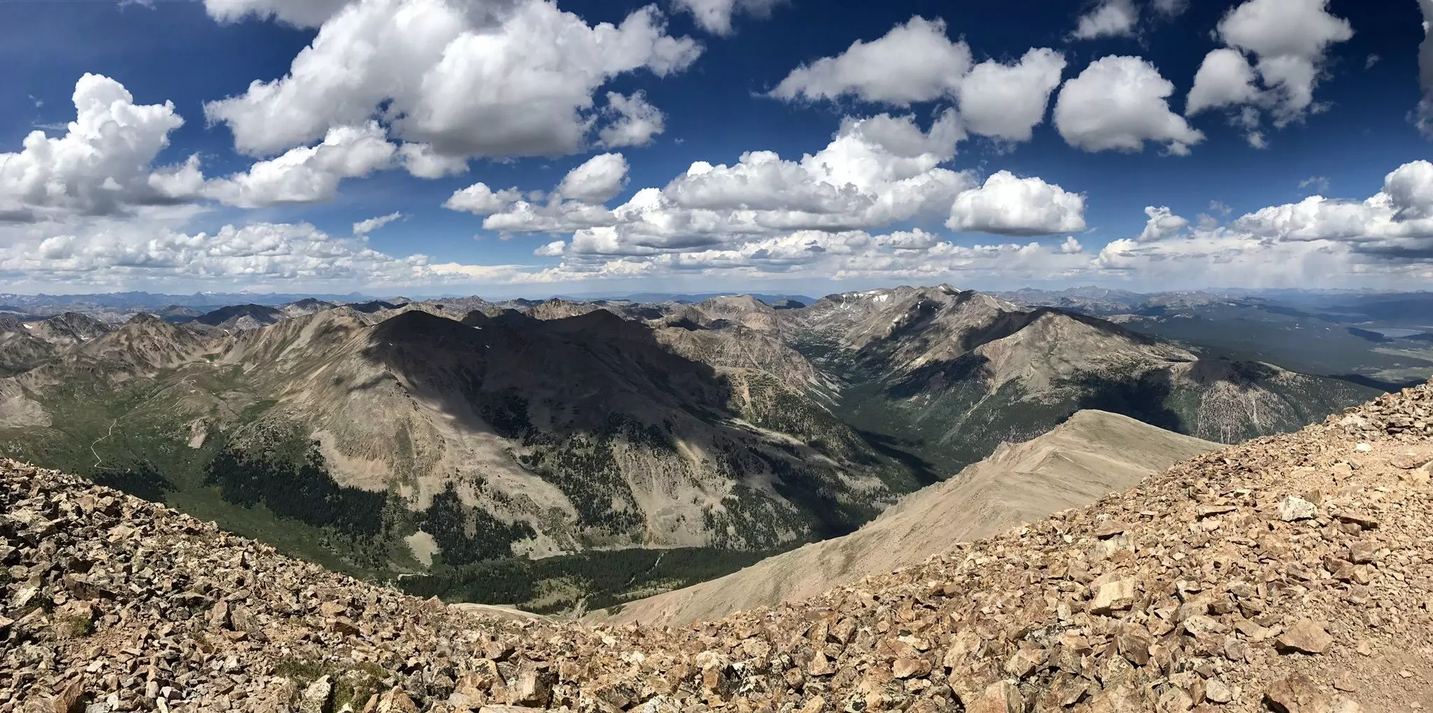 A panoramic view of the Mount Evans Summit