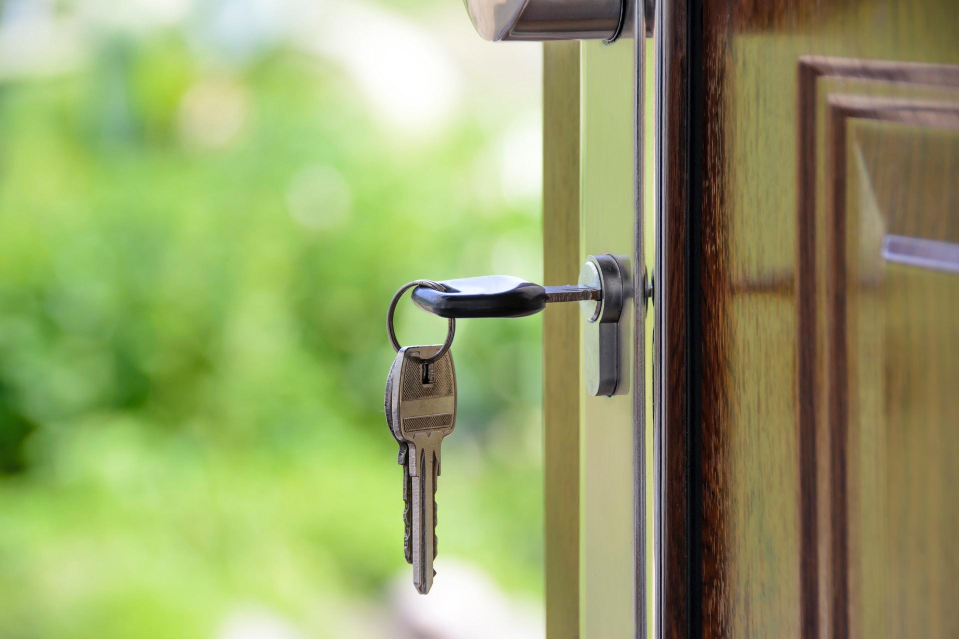 keys hanging in a door